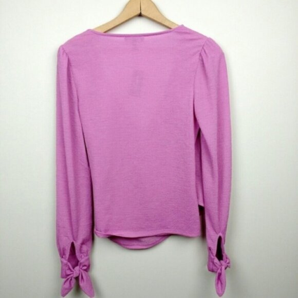 Express Faux Wrap Surplice Top Pink Purple SZ Small - Picture 3 of 6